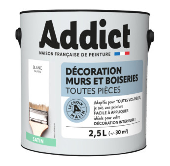 Peinture ADDICT Déco.M&Bois satin blanc 2,5L