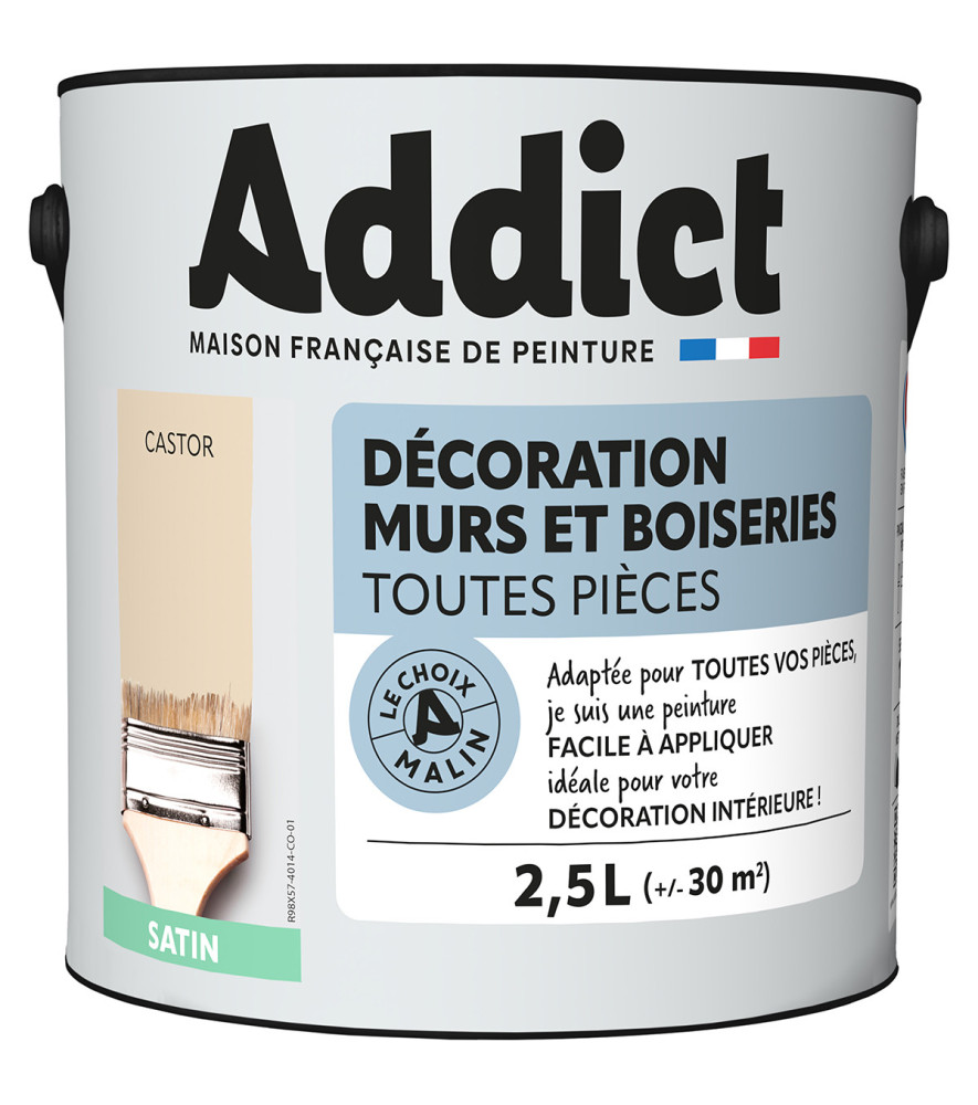 Peinture ADDICT Déco.M&Bois satin castor 2,5L Peinture ADDICT Déco.M&Bois satin castor 2,5L