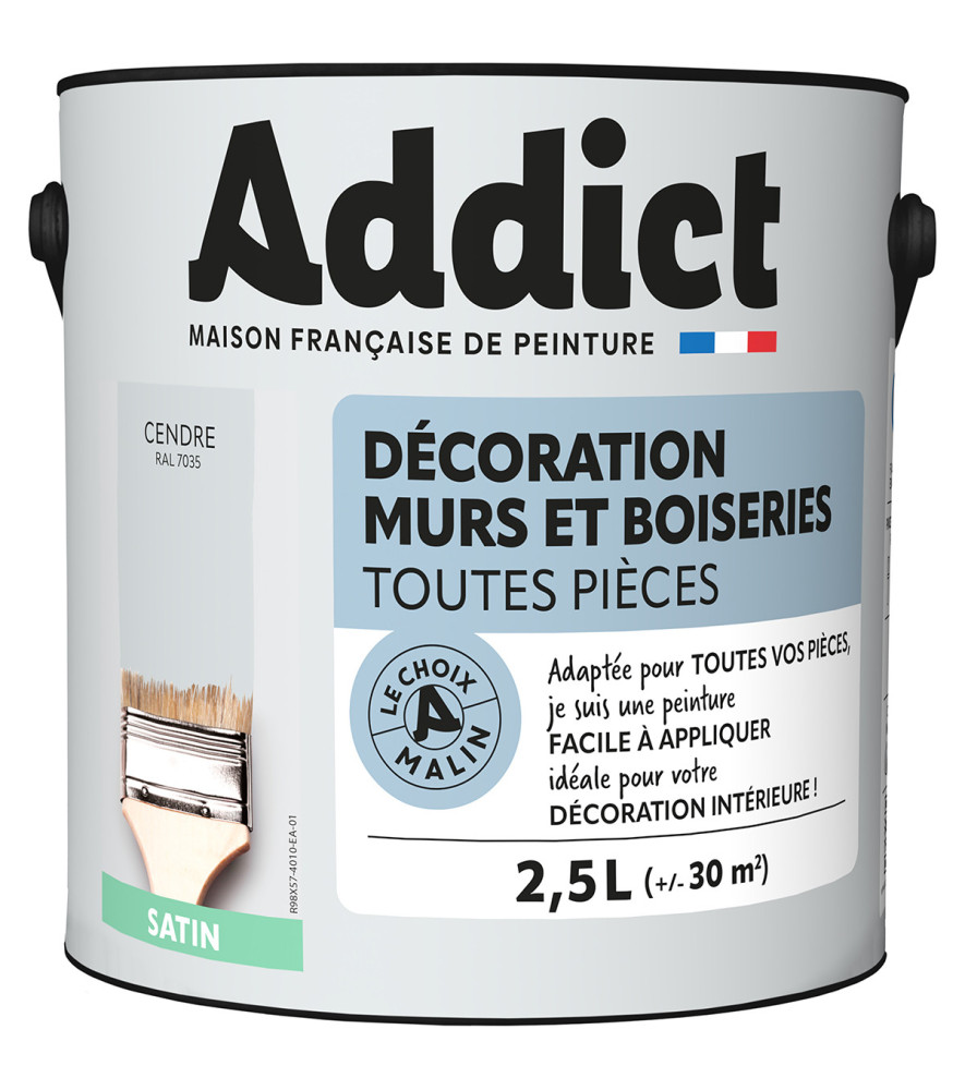 Peinture ADDICT Déco.M&Bois satin cendre 2,5L Peinture ADDICT Déco.M&Bois satin cendre 2,5L
