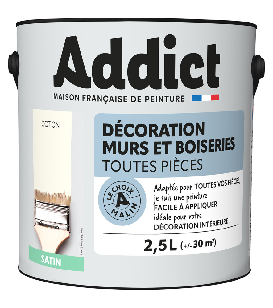 Peinture ADDICT Déco.M&Bois satin coton 2,5L Peinture ADDICT Déco.M&Bois satin coton 2,5L