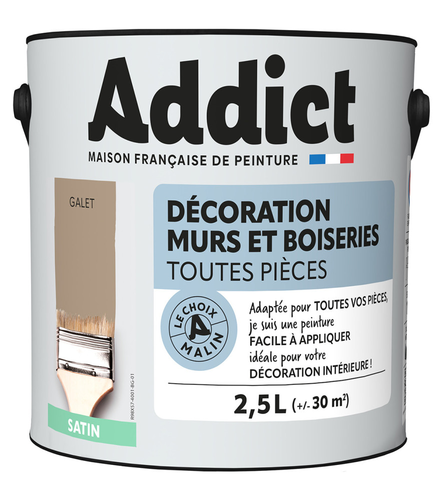 Peinture ADDICT Déco.M&Bois satin galet 2,5L Peinture ADDICT Déco.M&Bois satin galet 2,5L