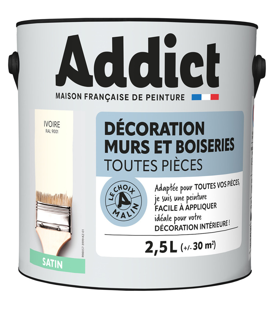 Peinture ADDICT Déco.M&Bois satin ivoire 2,5L Peinture ADDICT Déco.M&Bois satin ivoire 2,5L
