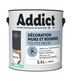 Peinture ADDICT Déco.M&Bois satin manganèse-gris anthracite 2,5L
