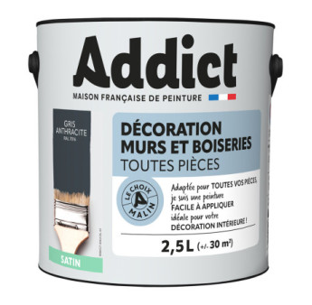 Peinture ADDICT Déco.M&Bois satin manganèse-gris anthracite 2,5L