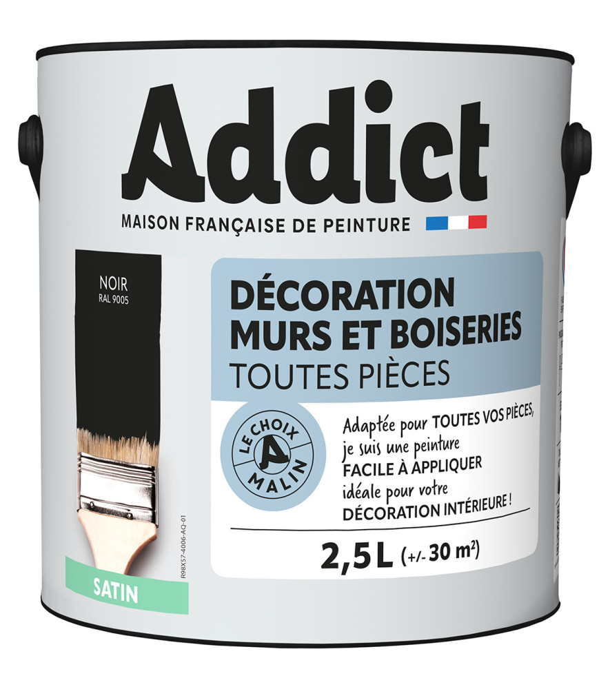 Peinture ADDICT Déco.M&Bois satin noir 2,5L
