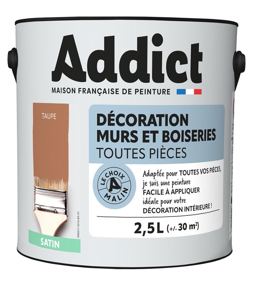 Peinture ADDICT Déco.M&Bois satin taupe 2,5L Peinture ADDICT Déco.M&Bois satin taupe 2,5L