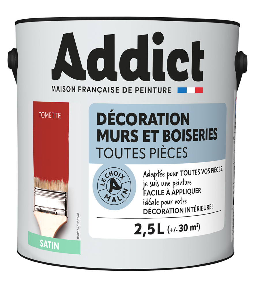 Peinture ADDICT Déco.M&Bois satin tomette 2,5L Peinture ADDICT Déco.M&Bois satin tomette 2,5L