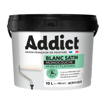 Peinture ADDICT acrylique satin monocouche blanc 10L