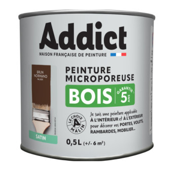 Peinture bois ADDICT glycéro satin brun normand RAL 8011 0,5L