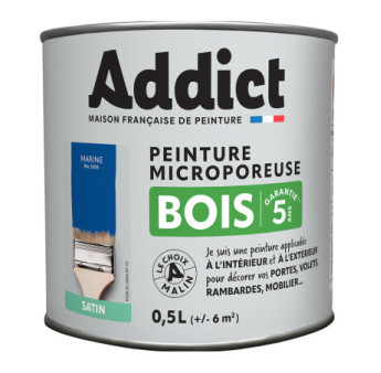 Peinture bois ADDICT glycéro satin marine RAL 5005 0,5L