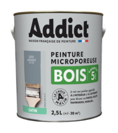 Peinture bois ADDICT glycéro satin gris minéral-gris argent RAL 7001 2,5L