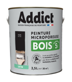 Peinture bois ADDICT glycéro satin noir RAL 9005 2,5L