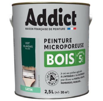 Peinture bois ADDICT glycéro satin vert irlandais RAL 6005 2,5L