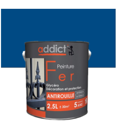 Peinture fer ADDICT glycéro brillant marine RAL 5005 2,5L