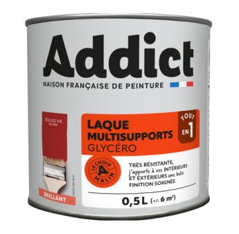 Laque ADDICT multi-supports brillante cerise-rouge vif RAL 3000 0,5L