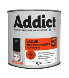 Laque ADDICT multi-supports brillante noir RAL 9005 0,5L