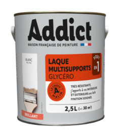 Laque ADDICT multi-supports brillante blanc RAL 9016 2,5L