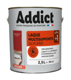 Laque ADDICT multi-supports brillante cerise-rouge vif RAL 3000 2,5L