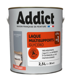 Laque ADDICT glycéro brillante gris minéral-gris argent RAL 7001 2,5L