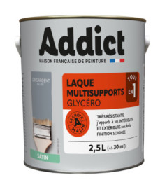 Laque ADDICT multi-support satin gris minéral-gris argent RAL 7001 2,5L