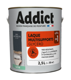 Laque ADDICT multi-supports satin manganèse-gris anthracite RAL 7016 2,5L