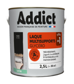 Laque ADDICT multi-supports satin noir RAL 9005 2,5L