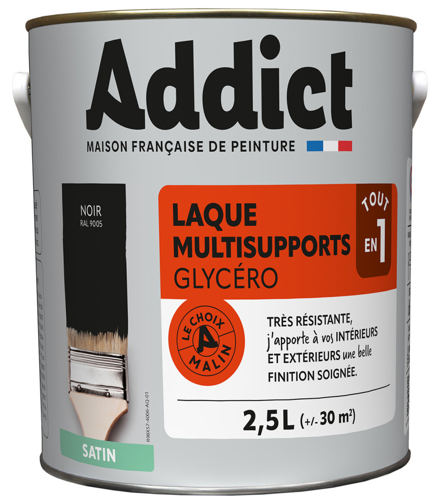 Laque ADDICT multi-supports satin noir RAL 9005 2,5L Laque ADDICT multi-supports satin noir RAL 9005 2,5L