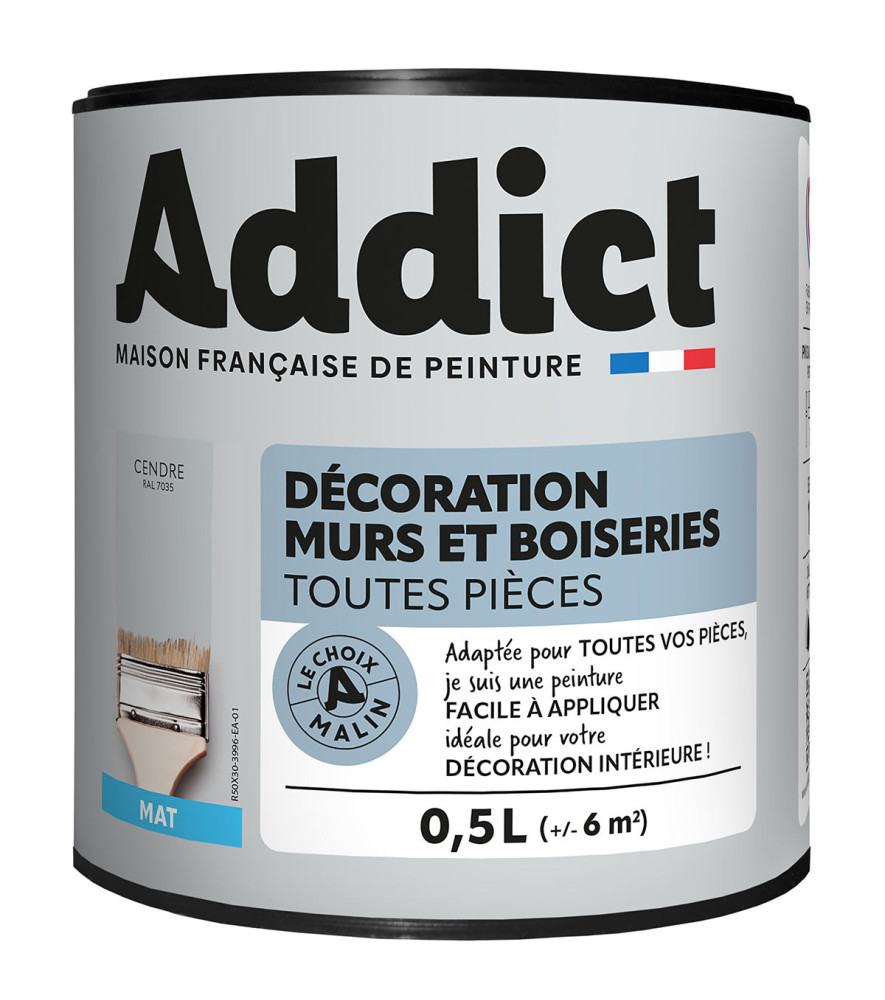 Peinture ADDICT Déco.M&Bois mat cendre 0,5L Peinture ADDICT Déco.M&Bois mat cendre 0,5L