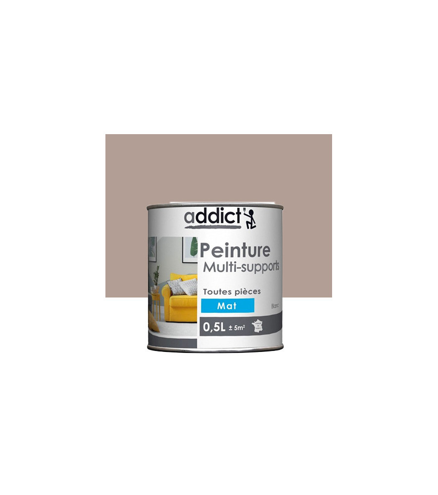 Peinture multi-supports ADDICT mat cendre 0,5L Peinture multi-supports ADDICT mat cendre 0,5L