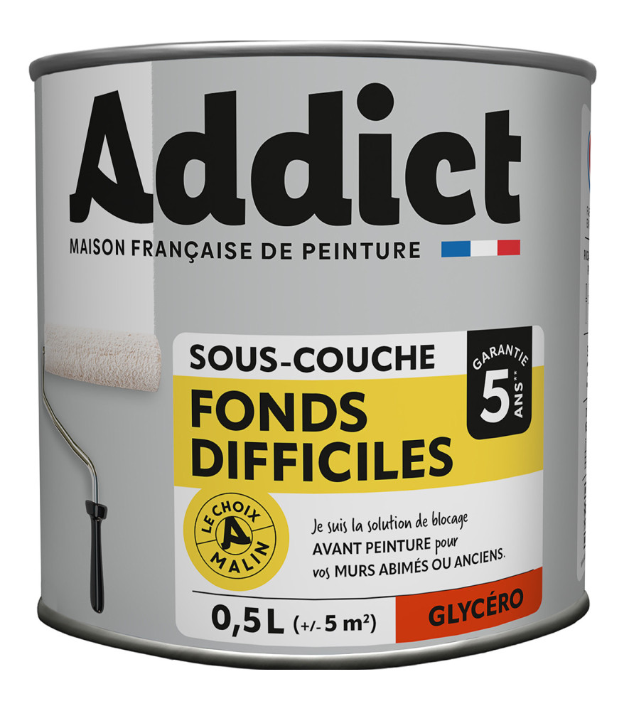 Sous-couche ADDICT fonds difficiles blanc 0,5L Sous-couche ADDICT fonds difficiles blanc 0,5L