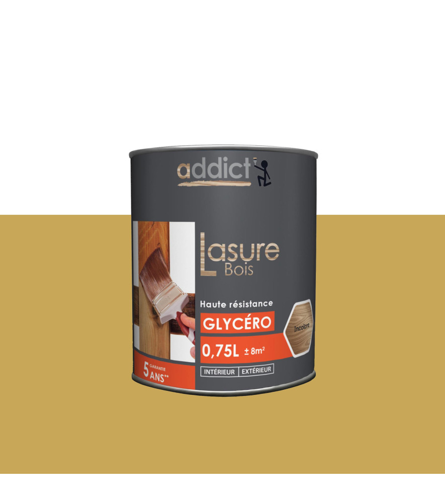 Lasure bois ADDICT glycéro chêne clair 0,75L Lasure bois ADDICT glycéro chêne clair 0,75L