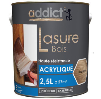 Lasure bois ADDICT acrylique incolore 2,5L