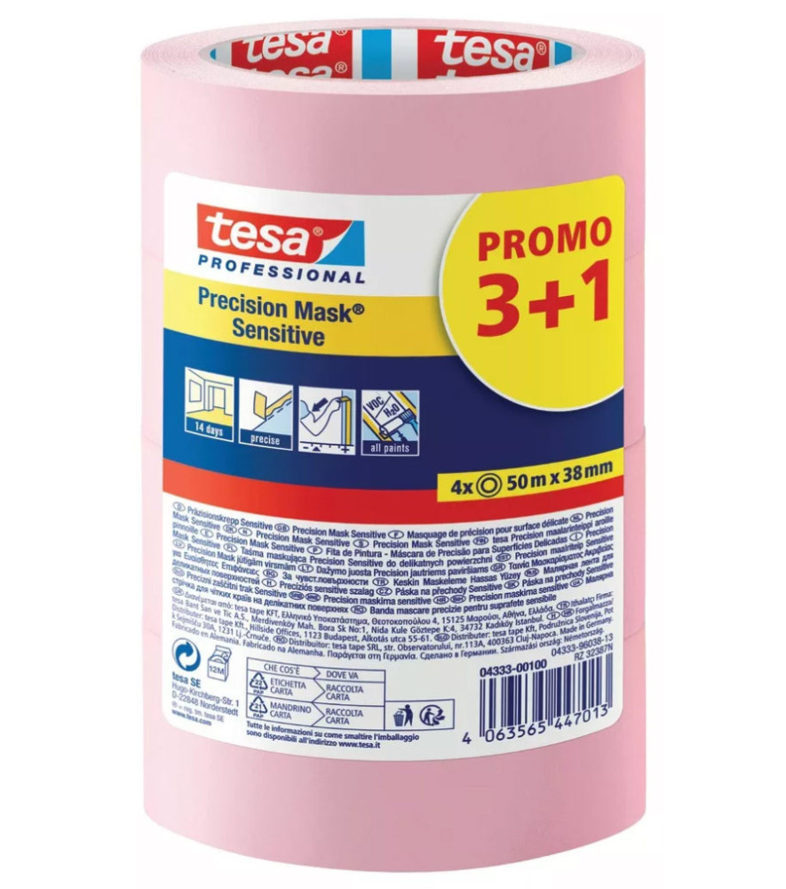 Lot 3+1 gratuit adhésif de masquage précision délicat rose TESA 50mx38mm
