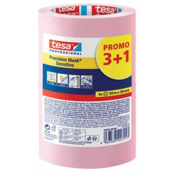 Lot 3+1 gratuit adhésif de masquage précision délicat rose TESA 50mx38mm