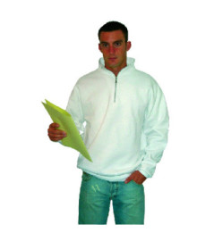 Sweat shirt VEPRO col zippé blanc taille M