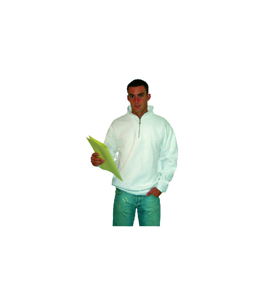 Sweat shirt VEPRO col zippé blanc taille M Sweat shirt VEPRO col zippé blanc taille M