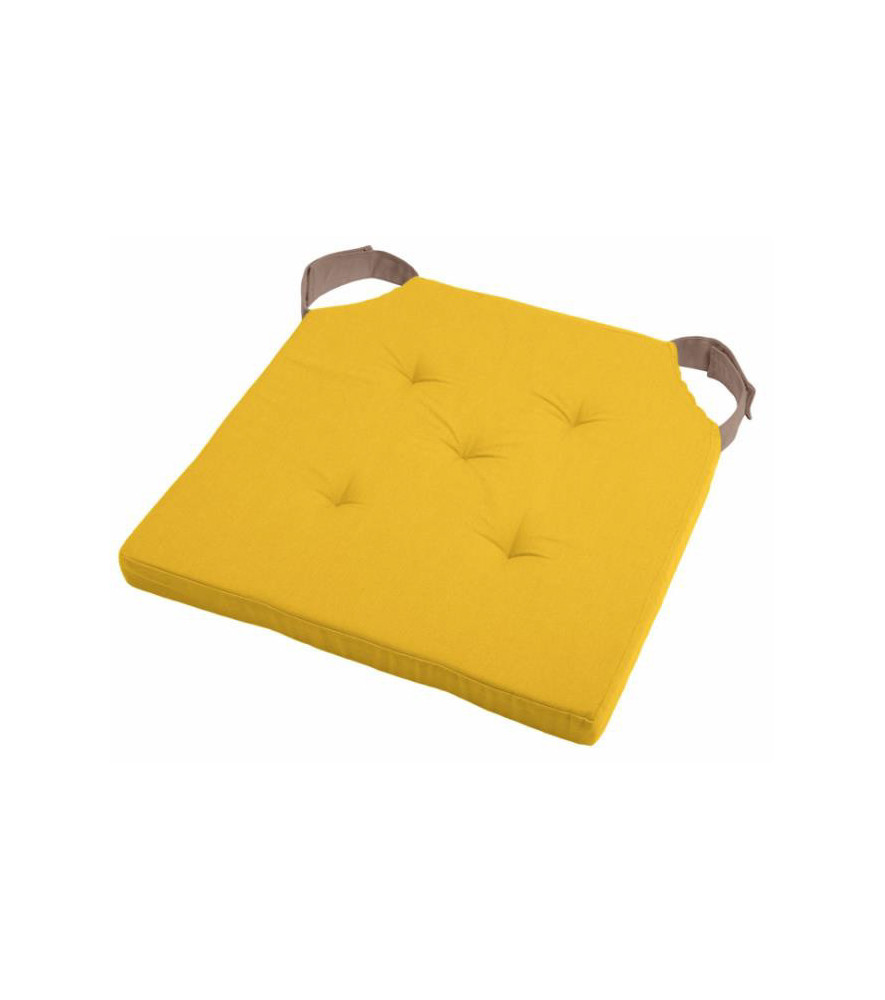 Galette DUO carrée velcro moutarde/taupe 38x38cm