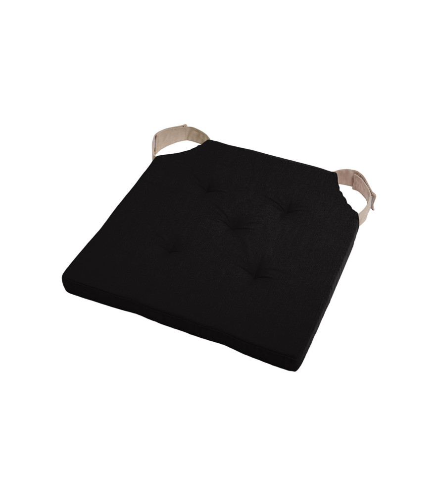 Galette DUO carrée velcro noir/lin 38x38cm