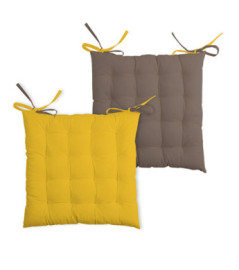 Galette DUO 16 points moutarde/taupe 40x40cm