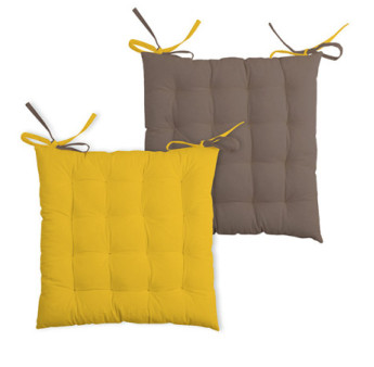 Galette DUO 16 points moutarde/taupe 40x40cm