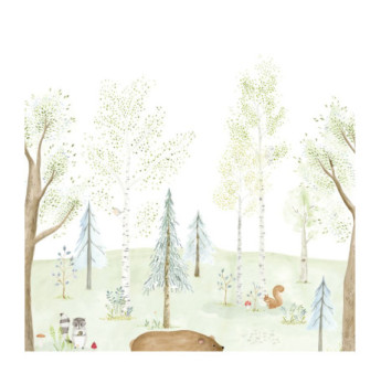 Panoramique Collection ONCE UPON A TIME OUAT88227303 The Enchanted Forest With Bear Vert Foret 200x280cm