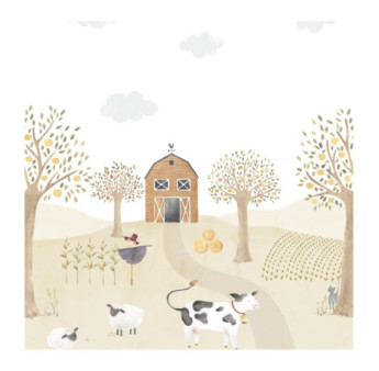 Panoramique Collection ONCE UPON A TIME OUAT88337003 The Farm Adventures With Cow Naturel 200x280cm
