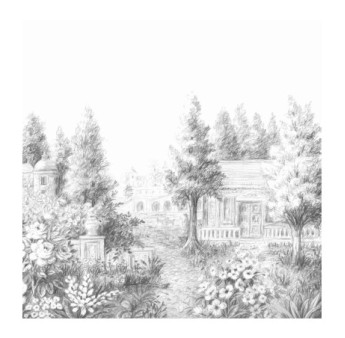 Panoramique Collection WONDERWALLS WDWS89029707 Parc à La Francaise Noir Fusain 300x250cm