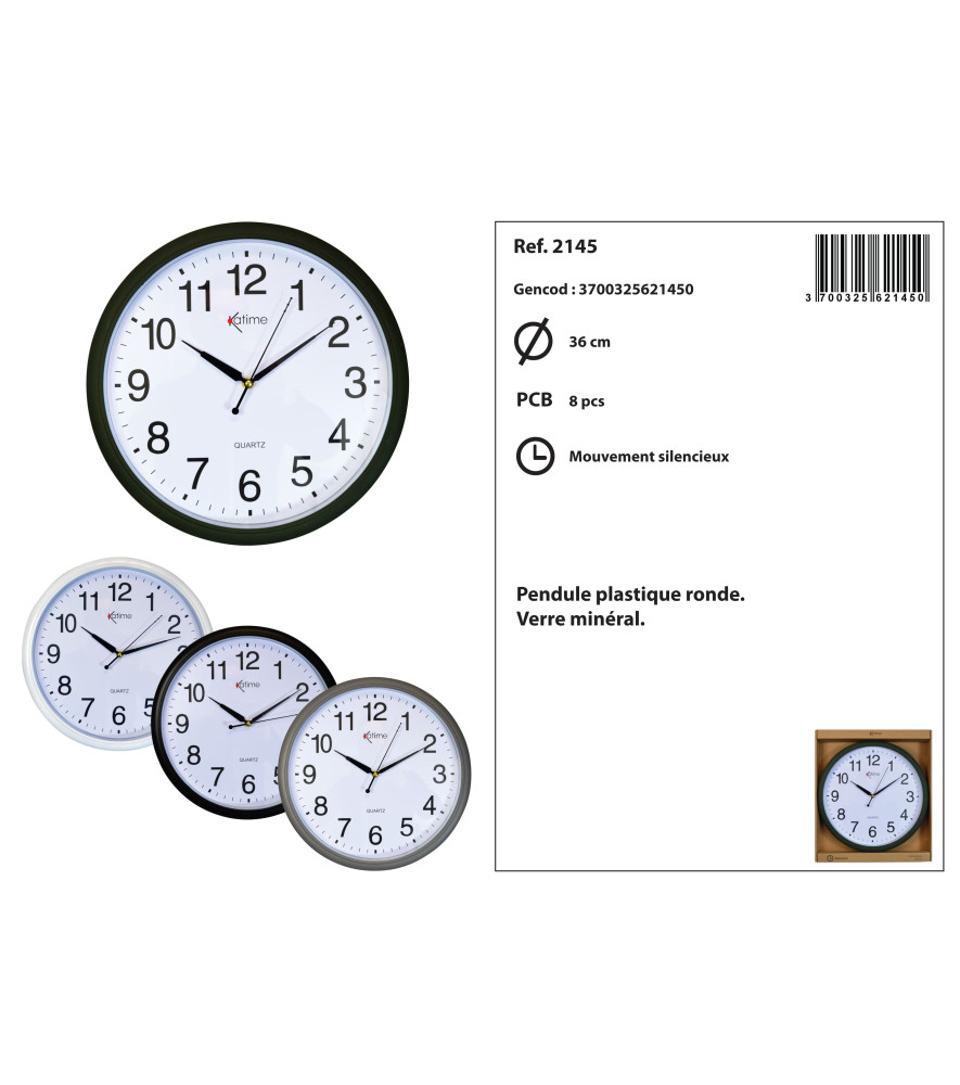Pendule KATAMEX plastique Réf.2451 Ø.36cm