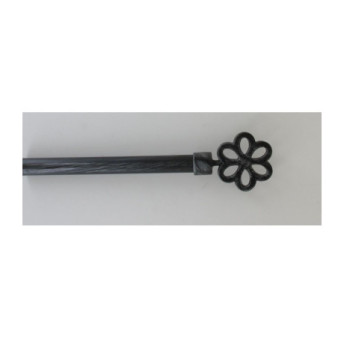 Kit tringle 200cm LUANCE embout DAISY Noir Argent
