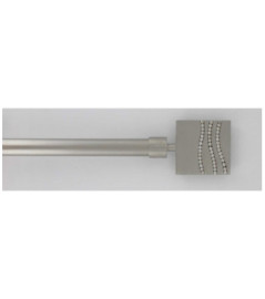 Kit tringle extensible 120 à 210cm ESSENTIEL embout strass argent mat