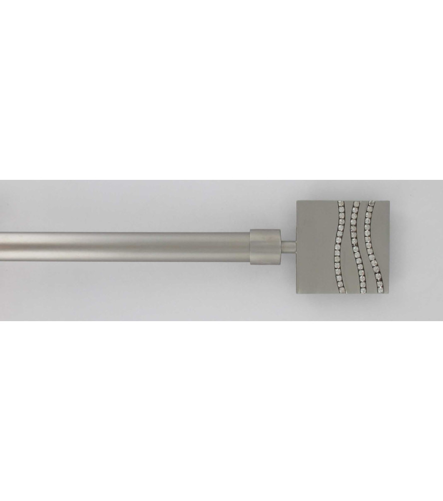 Kit tringle extensible 120 à 210cm ESSENTIEL embout strass argent mat