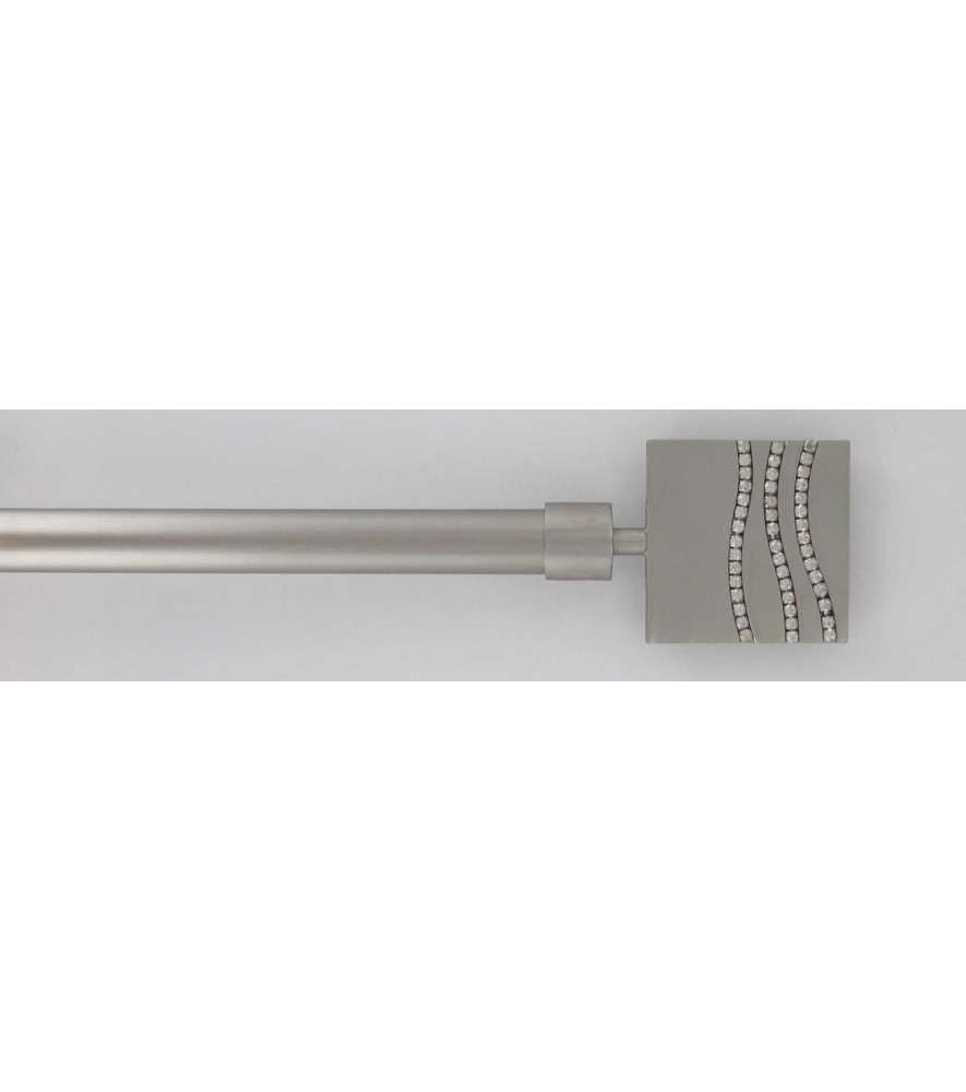 Kit tringle extensible 210 à 380cm ESSENTIEL embout strass argent mat Kit tringle extensible 210 à 380cm ESSENTIEL embout strass argent mat
