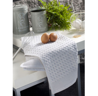 Lot de 2 torchons CALITEX Beline gris perle