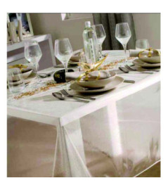 Nappe CALITEX pailletée argent 140x300cm